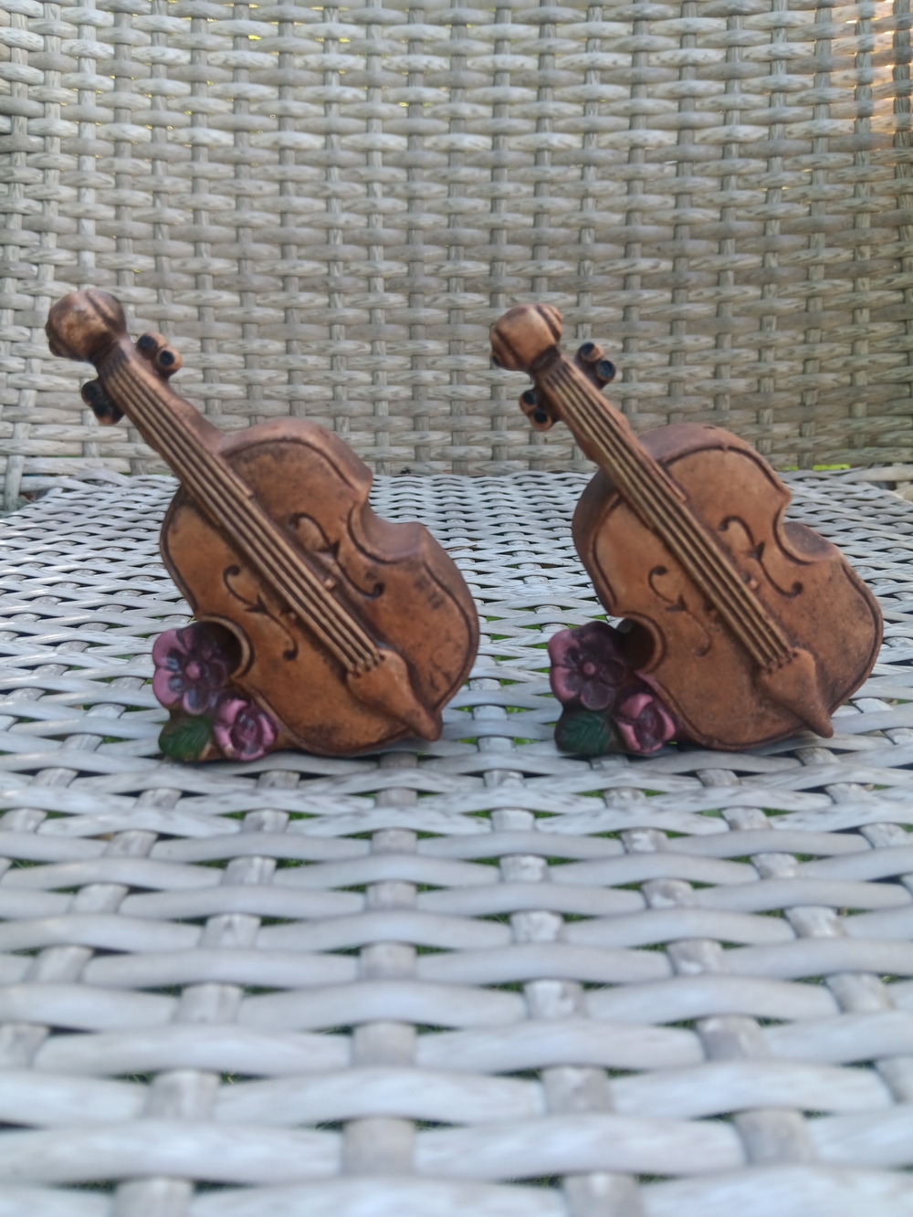 Vintage Salt & Pepper Shakers Ceramic Cello Bass Made In Japan